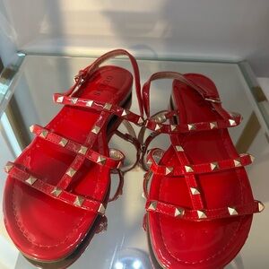 Guess Red Studded Sandals for Women Sz 7.5M like new